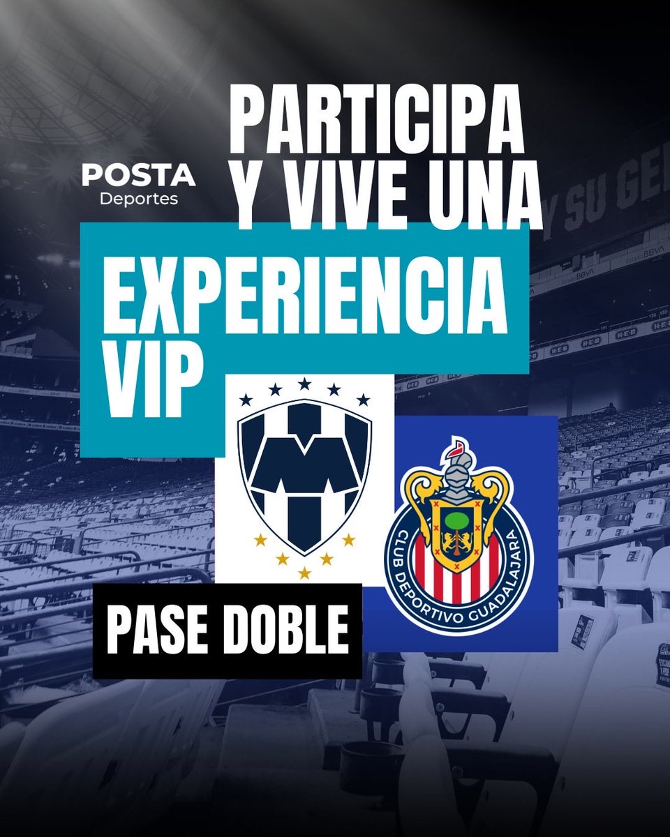 🏟️🔵⚪️ ¡DISFRUTA DEL RAYADOS VS CHIVAS DE LA MEJOR FORMA! 

🚨 Participa por un pase doble para el 𝗣𝗔𝗟𝗖𝗢 𝗣𝗢𝗦𝗧𝗔:

1️⃣ Sigue a <a href="/POSTADeportes/">POSTA Deportes</a> y <a href="/dlptlv/">DLPTLV</a>. 
2️⃣ Comenta con quien deseas ir.
3️⃣ ¡Y listo! Ya estarías participando. 

🤩 El ganador se anunciará el día sábado 21 de