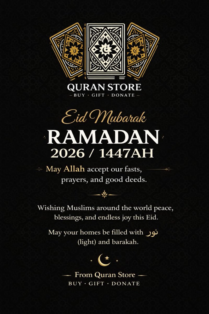 Quranstore1's tweet photo. ```Eid Mubarak ✨ ❤️ from Quran Store 
``` 
May we have a Favourable, Memorable, Enjoyable , Reward able Eid celebration 🎉🎉🎉🎊🎊🎊 

تقبل الله منا و منكم صالح الأعمال  ❣️

Ramadan 2026/1447AH . https://t.co/0rM5jG7Tzc