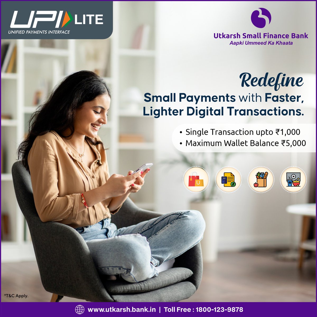 Utkarshsfbl's tweet image. Redefine payments with speed, simplicity, and security that transforms every transaction experience.

#UPILite #BFSI #UtkarshSmallFinanceBank