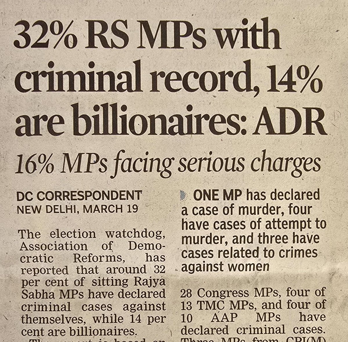 These circumstances suggest that our Rajya Sabha functions as an institution for acknowledging meritorious representatives, individuals with criminal backgrounds, and affluent persons confronting legal proceedings, while the remaining members serve as passive observers appointed