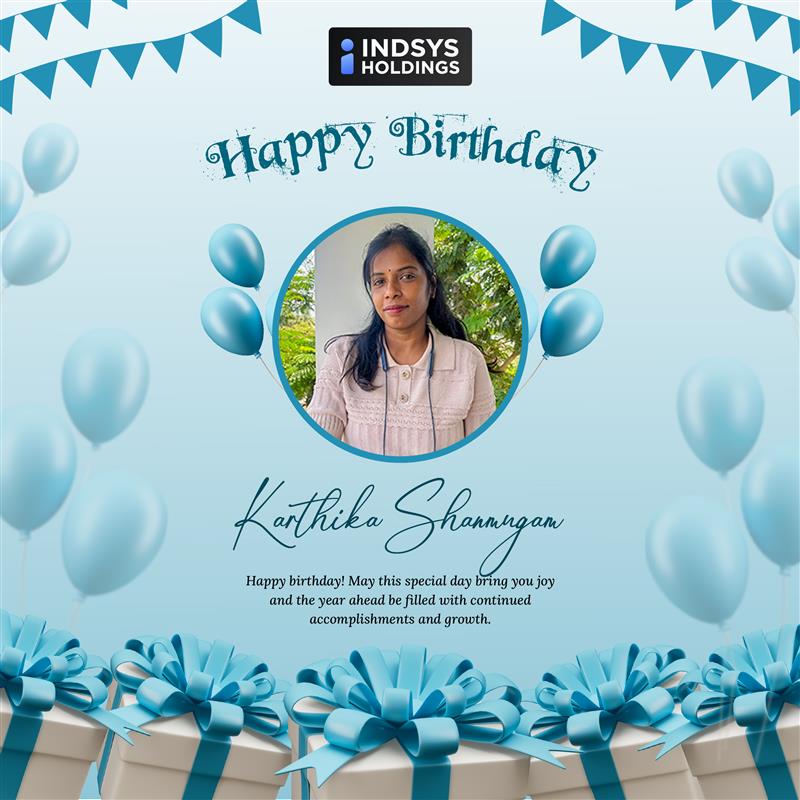 IndsysHoldings's tweet photo. 🎉 Happy Birthday, Karthika Shanmugam!
Wishing you joy, success &amp; a year full of achievements 🎂
#HappyBirthday #TeamIndsys #Celebration https://t.co/EKKWsoHuiJ