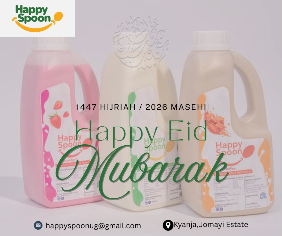 SpoonUg79006's tweet photo. #EidMubarak to our Muslim family! 
As you celebrate, let #HappySpoon add a touch of freshness and sweetness to your table. https://t.co/T6PgwR62gc