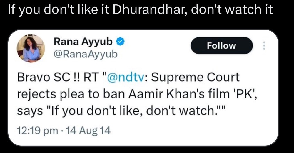 shivadhaka's tweet photo. @AdityaDharFilms :- Bro casually made a movie with so many real-life references that now it’ll take years just to explain and cross-check what actually happened and what didn’t 🤣🤣
#Dhurandhar2 
Just this line from @RanaAyyub :- https://t.co/QZ7ODHfWWM
