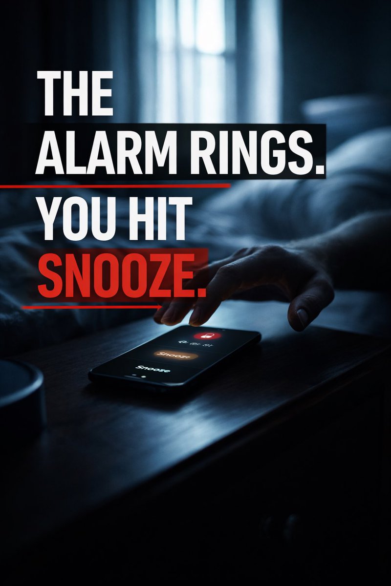 builtbydiscplan's tweet image. The alarm rings
You hit snooze

That decision stays open

Your mind is learning something from that

#SelfDiscipline #DecisionMaking #BuiltByDiscipline #selfimprovment #reminder