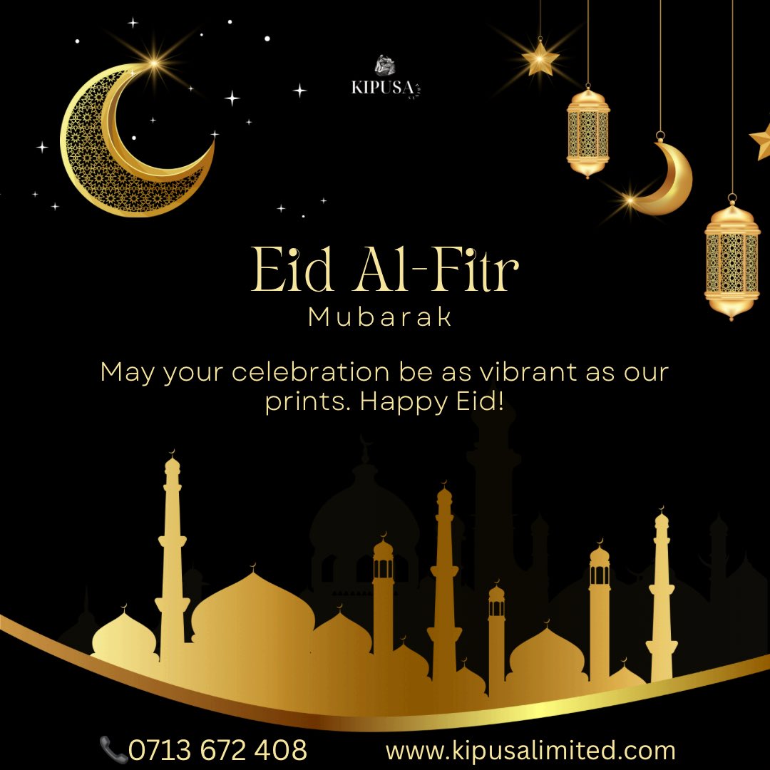 Wishing you a stunning and blessed Eid Mubarak from all of us at Kipusa Prints! May your celebration be as vibrant and memorable as our prints. Just like our custom prints, may your life be painted with endless color, peace, and prosperity. Enjoy the festivities
 #EidCelebration