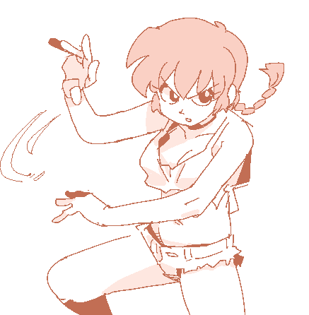 攻撃を捌く痴女らんま