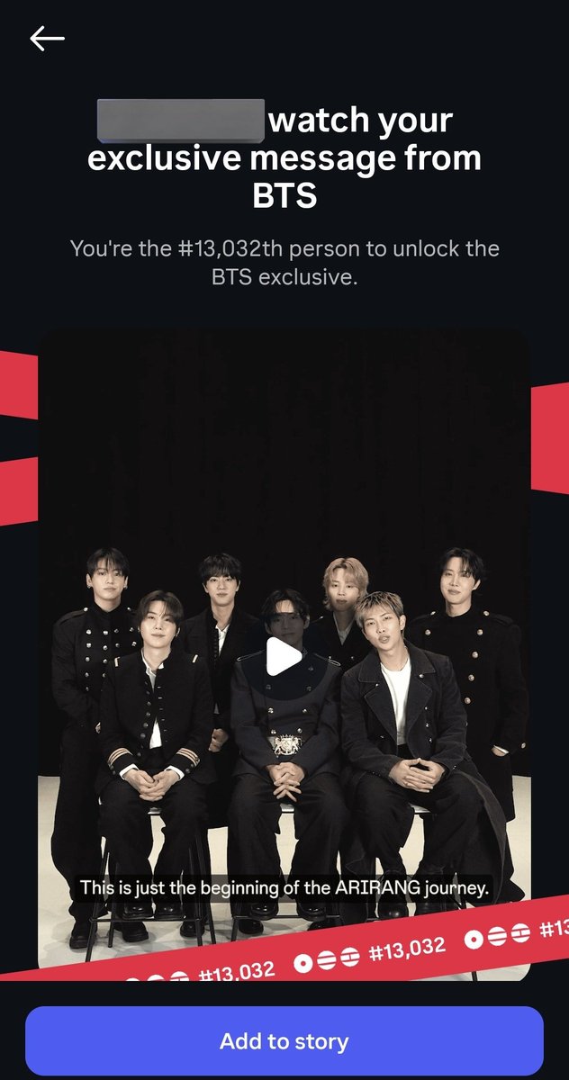 มาล้ะๆ 
1. แชร์เพลง swim จาก spotify ลงสตอรี่
2. เพิ่มเพลง swim ลงหน้าโปรไฟล์ อจ โดยกดเพิ่มผ่านหน้า อจ ของบังทัน
3. แชร์โน้ตเป็นเพลงในบั้มโดยเชื่อมกับ spotify 
4. แชร์เพลงอะไรก็ได้ในบั้ม ARIRANG ลงสตอรี่
จะได้แมสเสจเป็นวิดีโอจากบังทัน ไปเล่นกันนน
#BTS_ARİRANG 
#BTS_SWİM