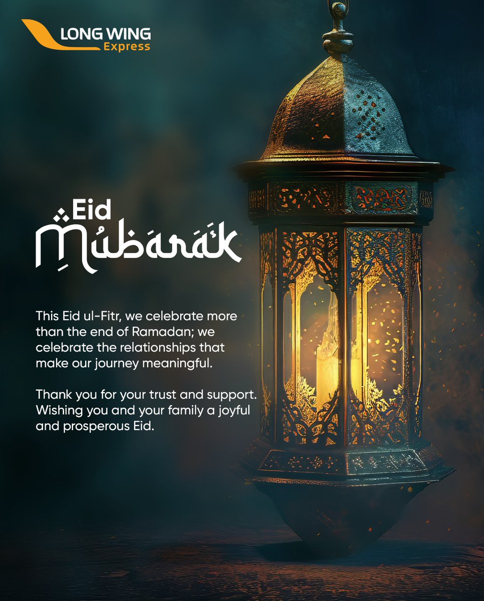 LongWing254's tweet photo. After a month of reflection and devotion, Eid arrives with joy, gratitude, and renewed hope.
May this special day bring light, happiness, and countless blessings to you and those you cherish.

#eidblessings #eid2026 #ramadan #eidmubarak #LongWingExpress https://t.co/aPnPpTMobs
