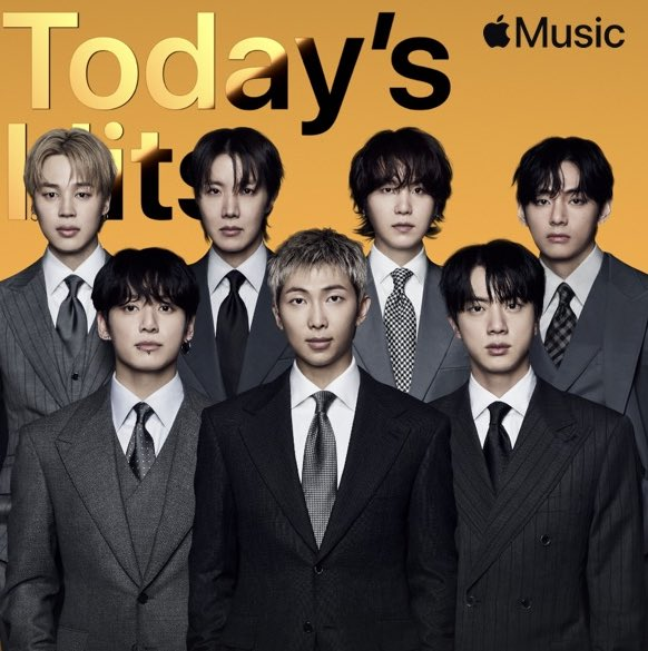 🚨| Per la prima volta nella loro carriera, i #BTS sono nella copertina della playlist 'Today's Hits' su Apple Music con SWIM in prima posizione!