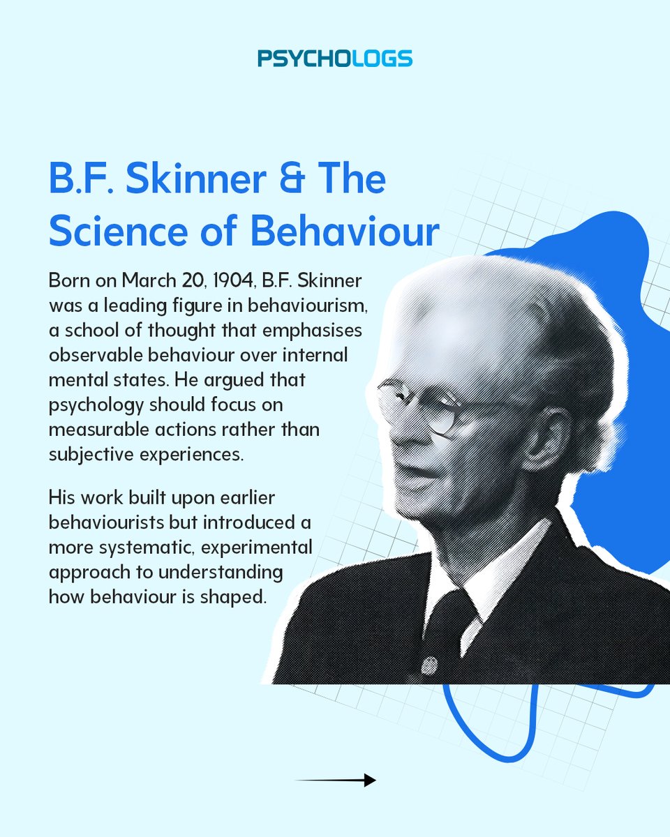 PsychologsIndia's tweet photo. Honouring Burrhus Frederic Skinner, whose experimental rigour transformed behaviour into a science of prediction, control, and measurable change.
#BFSkinner #RadicalBehaviorism #OperantConditioning #BehaviorAnalysis #PsychologyResearch #LearningScience #BehavioralPsychology https://t.co/NDF0hNIQZu