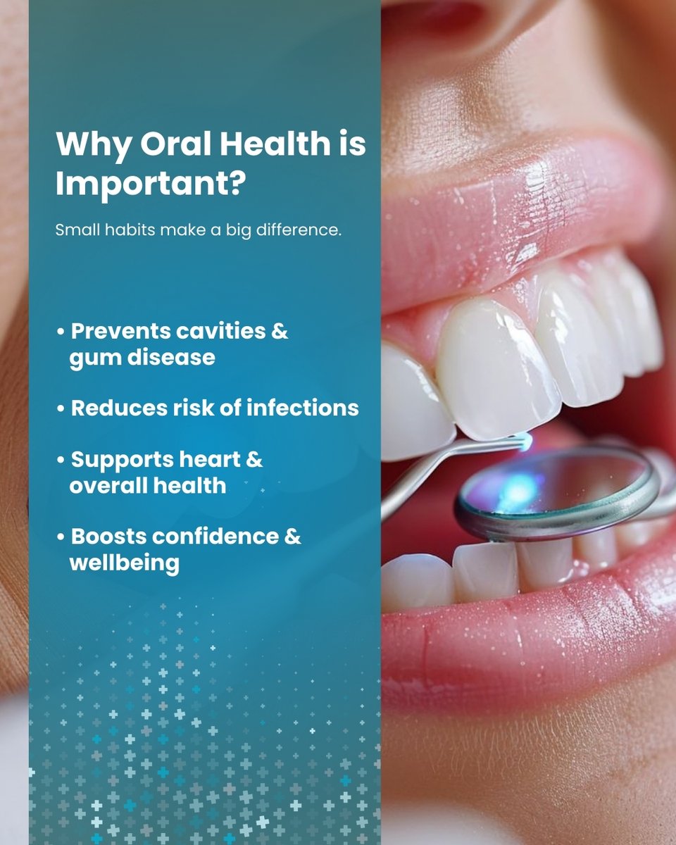VoiceOfHealthIn's tweet image. Your smile says more about your health than you think. 😁

Taking care of your teeth and gums can help prevent infections, support heart health, and boost confidence in everyday life.

#WorldOralHealthDay #OralHealthMatters #HealthySmile #PreventiveCare #VoiceOfHealth