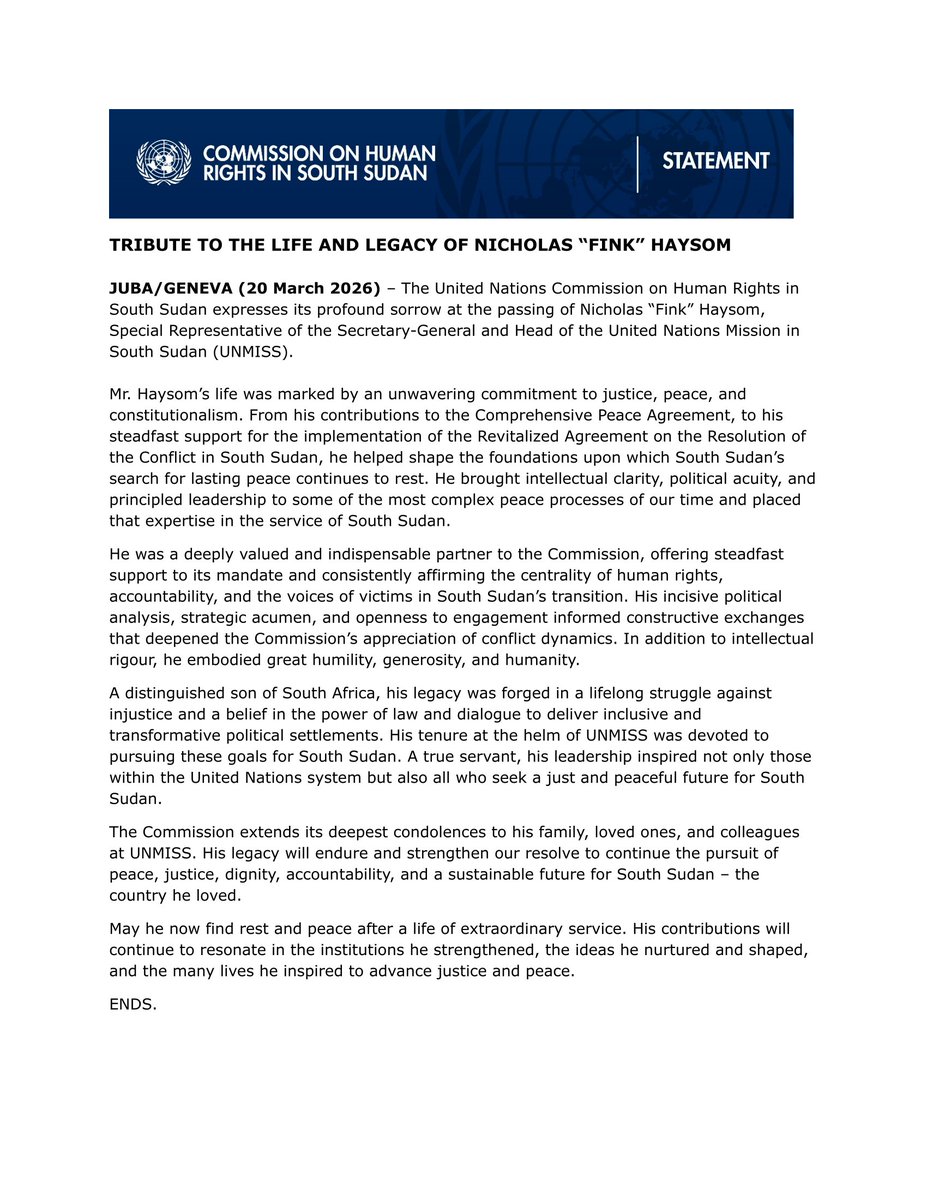 UN Commission on Human Rights in South Sudan tweet media
