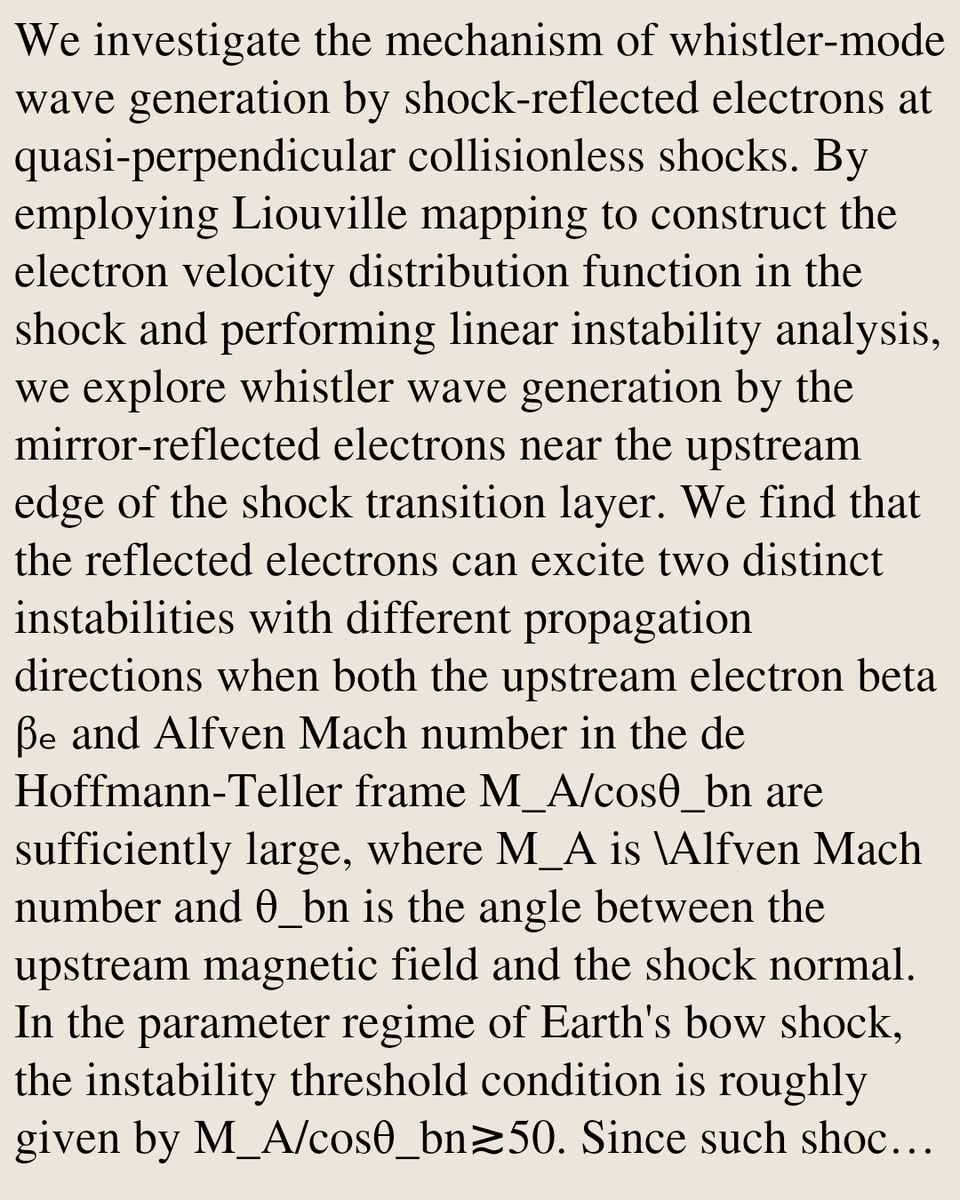 Generation of Whistler Waves by Reflected Electrons and Their Self-Confinement at Quasi-Perpendicular Shocks

Ruolin Wang, Takanobu Amano
arxiv.org/abs/2603.19018 [𝚙𝚑𝚢𝚜𝚒𝚌𝚜.𝚙𝚕𝚊𝚜𝚖-𝚙𝚑]
