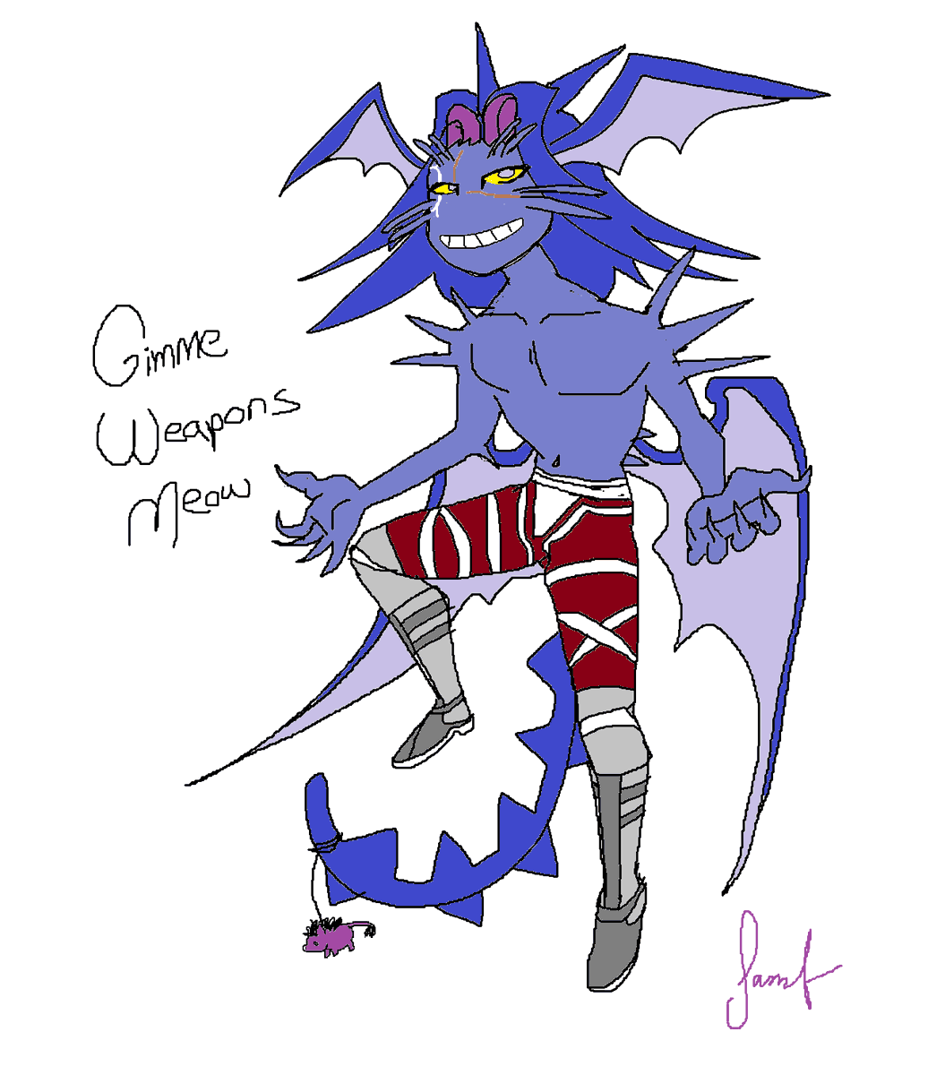 samfret's tweet photo. Shitty MS Paint doodle of Tyrant transformation #1: Gimme Catte-rant

"Gimme Weapons Meow" suggested from friend AHHHHH https://t.co/8jnIjOxxtn