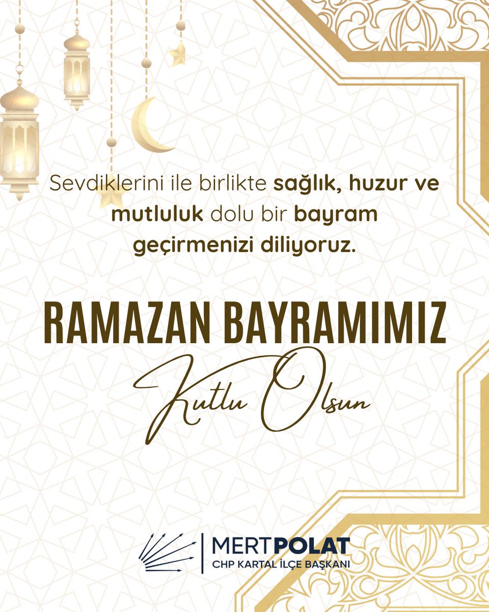 Ramazan Bayramı’nın; birlik, beraberlik ve dayanışma duygularımızı güçlendirmesini temenni ediyor, bayramınızı en içten dileklerimizle kutluyoruz.
#chpkartal