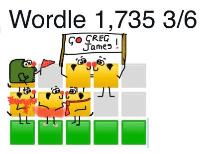 HeidiBT3's tweet photo. Me #Wordle picfur is for Red Nose Day. Do sumfin funnie for munnie or downate yoos noms munnie #BTPosse to support good corzes. Evwee penny helps x #RedNoseDay2026 #BTWordleClub
#GregJames https://t.co/S0ieur11XU