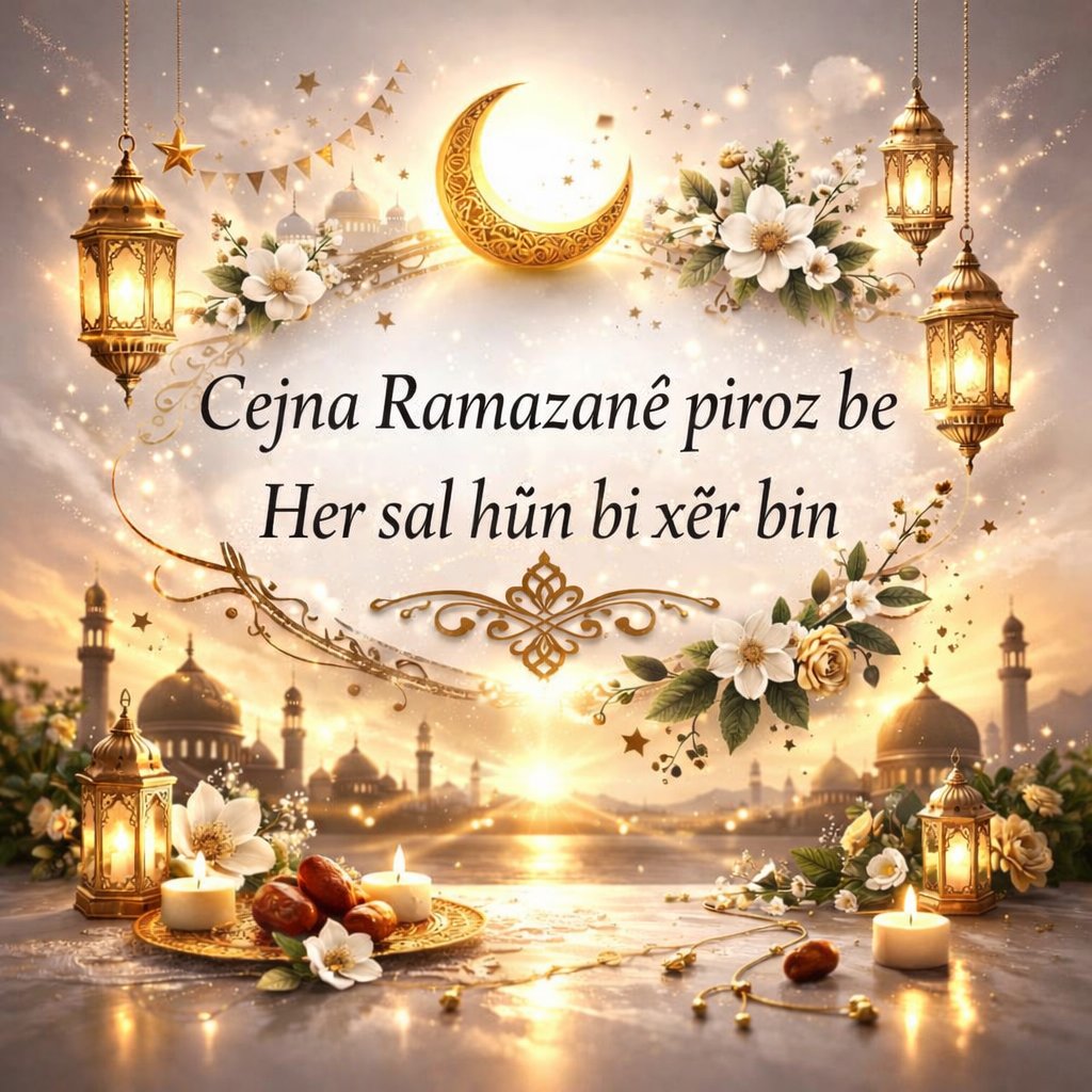 عيد فطر سعيد
كل عام وأنتم بخير
أعاده الله علينا وعليكم بالخير واليمن والبركات
وتقبل الله طاعتكم

Cejna Fitrê pîroz be
Her sal hûn bi xêr bin
Xwedê vê cejnê li ser me û li ser we bi xêr, bereket û serkeftin vegerîne
Xwedê îbadetên we qebûl bike