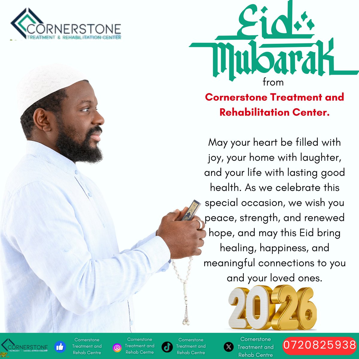 Cornerston85311's tweet photo. Celebrating a season of hope, healing, and new beginnings. May this Eid inspire strength, restore joy, and bring peace to every heart and home. From all of us at Cornerstone Treatment and Rehabilitation Center, we wish you a meaningful and blessed Eid Mubarak.
 #eidmubarak https://t.co/PUaVFKQBky