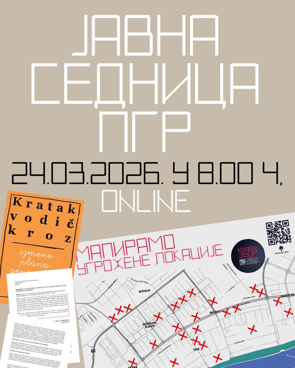 Јавна online седница поводом примедби на ПГР одржава се 24.03. у 8ч.

Пријава је могућа слањем мејла (име, презиме, контакт) на:
✉️ urbanizam@beograd.gov.rs
⏰ до 20.03. у 12ч.