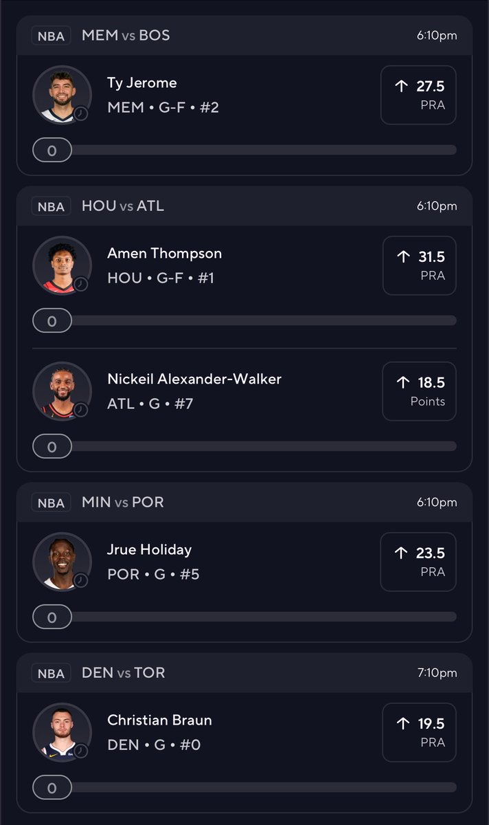 billhpicks's tweet photo. Prize Picks 5 Guy Burger and Fries🍔

NBA Friday🔥

Ty Jerome Over 27.5 PRA
Amen Thompson Over 31.5 PRA
Nickeil Alexander-Walker Over 18.5 Pts
Jrue Holiday Over 23.5 PRA
Christian Braun Over 19.5 PRA

Get My Best Picks FREE👇
https://t.co/oQc1xEXXy0 https://t.co/ISIGz7qsx5