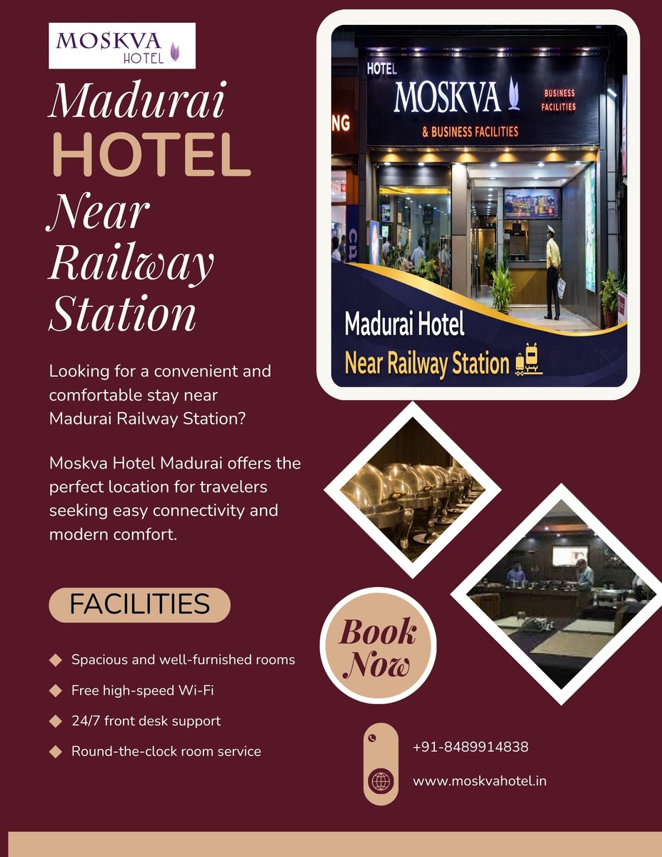 MoskvaMadurai's tweet photo. Traveling to Madurai by train? 🚆
Stay just minutes away from Madurai Railway Station at Hotel Moskva Madurai 🏨
Enjoy a hassle-free stay with modern comfort and easy access to all major locations.
✨ Near Railway Station
✨ Comfortable Rooms
✨ 24/7 Service
✨ Free Wi-Fi https://t.co/cvmgVzeuz3