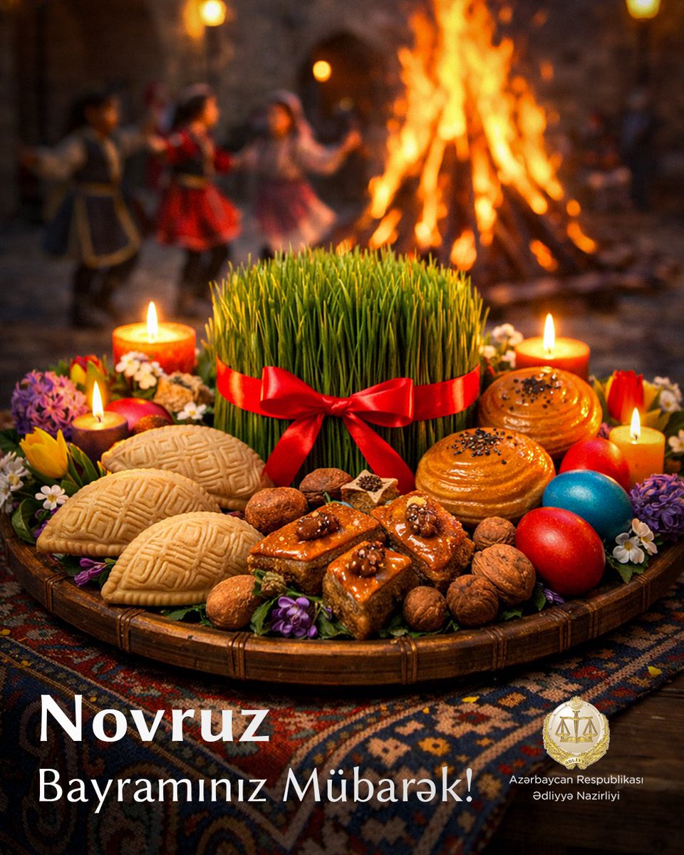 Novruz bayramı münasibətilə xalqımızı səmimi-qəlbdən təbrik edirik.

Təbiətin oyanışını, yenilənməni və xeyirxahlığı simvolizə edən bu əziz bayramın ölkəmizə firavanlıq, evlərinizə sevinc, ruzi-bərəkət və xoş günlər gətirməsini arzulayırıq.

#ƏdliyyəNazirliyi #NovruzBayramı