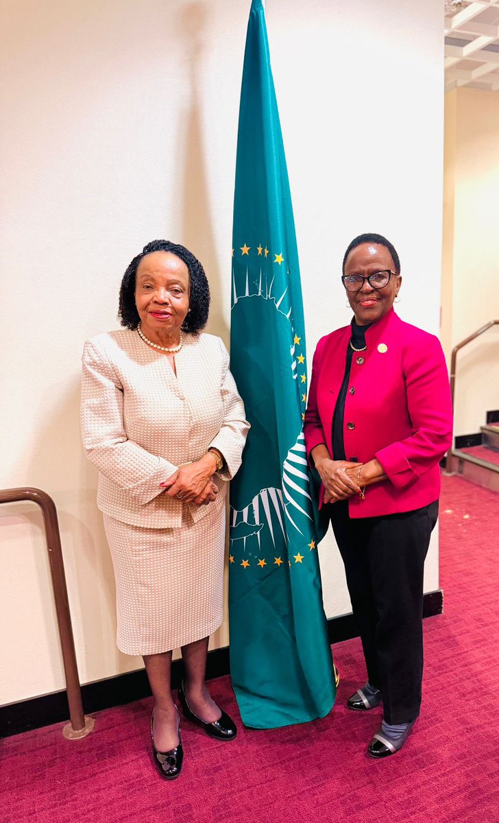 AUC_OSEWPS's tweet photo. The AU Special Envoy on #WPS, Amb. Liberata Mulamula, met with Justice Effie Owuor, Vice-Chairperson of #FemWise, and Gwendolyn Meyers, Youth Messenger for Peace from Liberia, at the African Union Permanent Observer Mission to the United Nations in New York. https://t.co/tWobVDtv8a