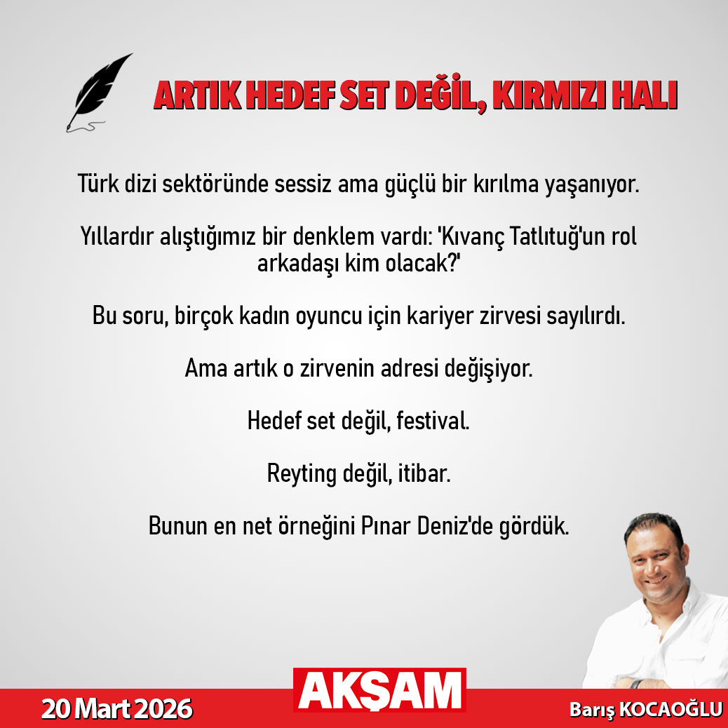 Aksam's tweet photo. ✍️🏻Barış Kocaoğlu yazdı... "Artık hedef set değil, kırmızı halı" @bariskocaoglu66

🔗https://t.co/XWyNLZrj0e https://t.co/51KUrBe7Oz