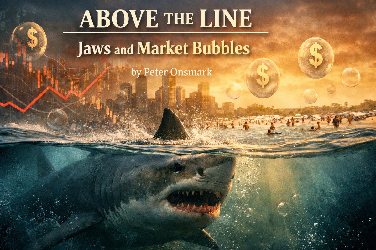 Ponsmark's tweet photo. ABOVE THE LINE: Jaws and Market Bubbles https://t.co/vLVeidSbe0
Every bubble begins with fascination rather than fear. Something new appears in the distance — a technology, a company, a market that seems to move differently from the ones that came before. https://t.co/f03q5Dcs1V