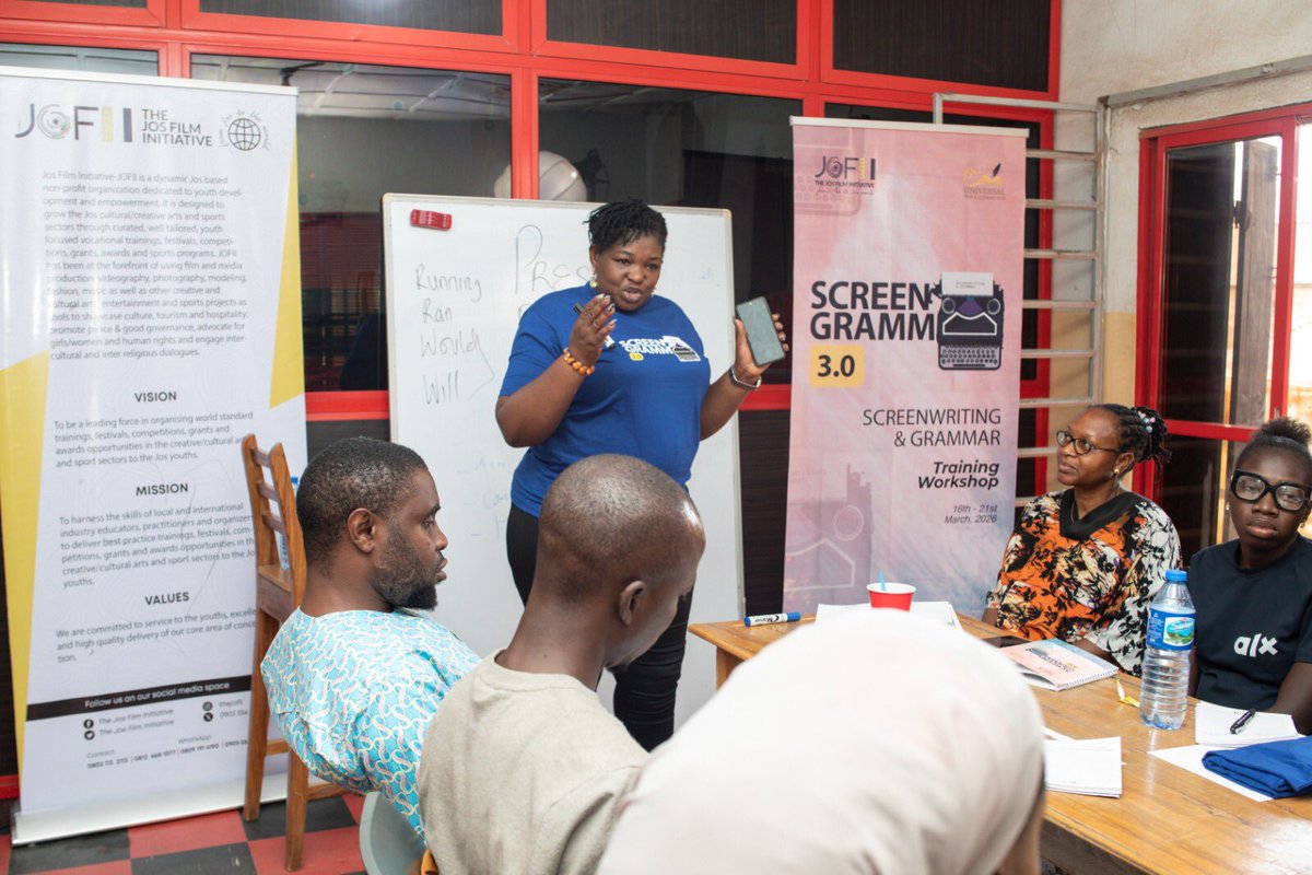 TheJOFII's tweet photo. DAY 4 – ScreenGramm 2026

- Creative Session: Conversation was driven by the participants themselves. 
- Main Session: Mrs. Alice Jumoke Fasakin on “The Difference Between Stage and Screen Writing
- Amb. Vivien Abara on “Grammar for Visual Storytelling

#ScreenGramm2026
#JOFII https://t.co/921YboO5RH