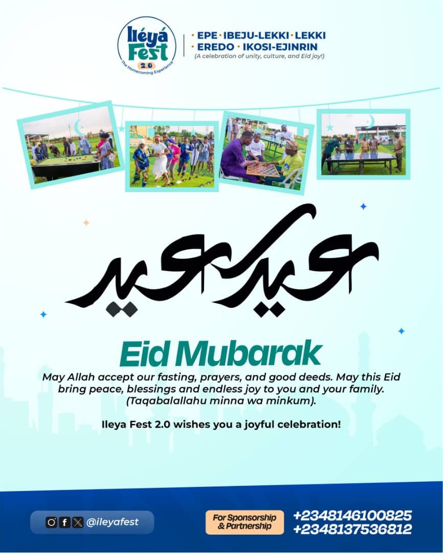 Eid Mubarak 🤍

Alhamdulillah, we made it to the end of this blessed journey. May every prayer, every sacrifice, and every silent tear be accepted.

May this celebration bring peace, joy, and countless blessings to you and your loved ones.

#EidMubarak #Ramadan2026 #IleyaFest