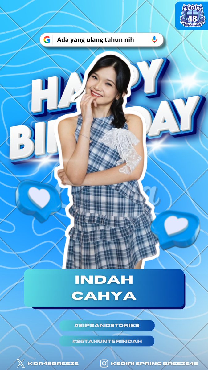 Tak pandai merangkai banyak kata,
tapi lewat postingan sederhana ini, ada doa yang diam-diam aku titipkan✨💫
Selamat ulang tahun Mommy Indahh💓🥳
<a href="/C_IndahJKT48/">Indah Cahya</a> 

#SipsAndStories
#25TahunTerindah 
#jkt48 #kediri