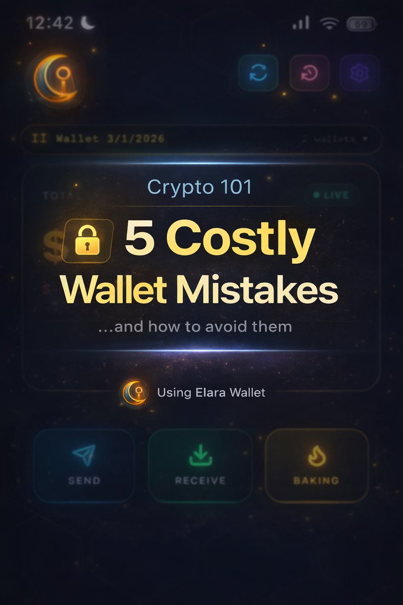 Most people don’t lose crypto because of hacks…
They lose it because of simple wallet mistakes.

Here are 5 costly mistakes and how Elara Wallet (powered by @Interchained) helps you avoid them 🧵👇