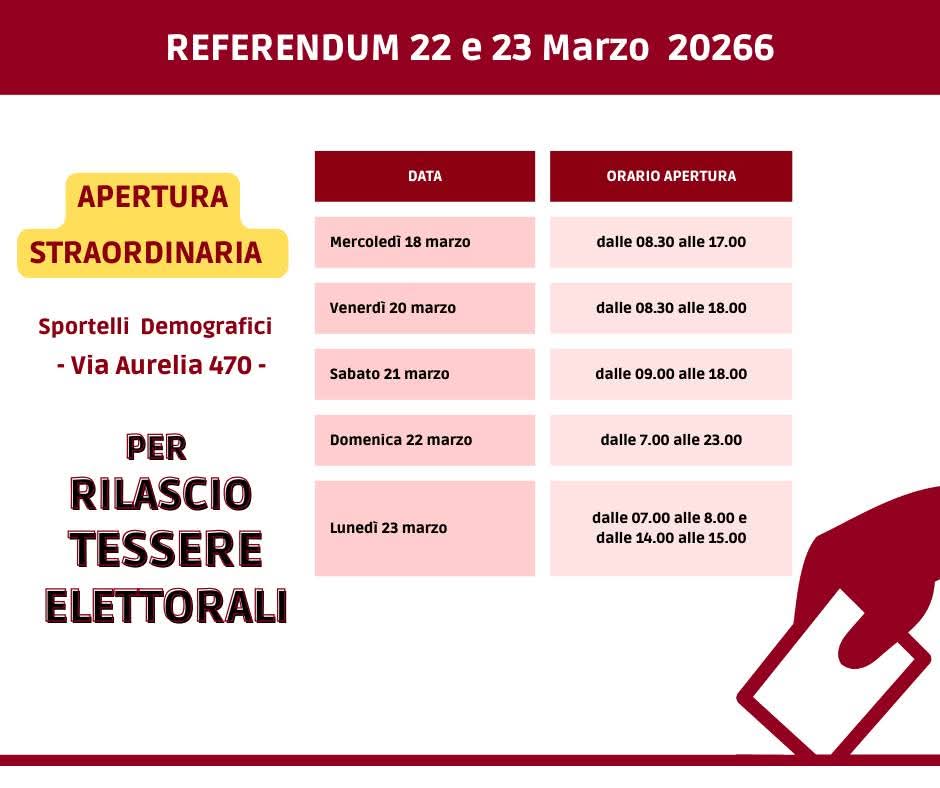 📢 Non lasciare che altri decidano per te. 
Hai già la tua tessera elettorale?
Se l’hai smarrita o non è più valida, puoi ritirarla in #MunicipioXIII oppure puoi richiedere facilmente un attestato sostitutivo online 👇
👉 comune.roma.it/web/it/scheda-…⁠�

#Municipio13