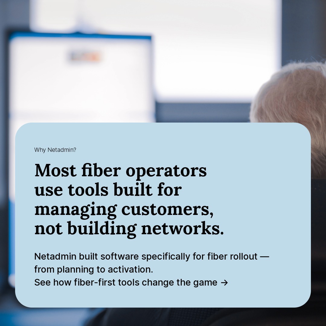 Generic CRMs slow fiber rollout. Netadmin was built specifically for network operators — planning, provisioning, and activation in one platform. 

hubs.ly/Q046T8NQ0