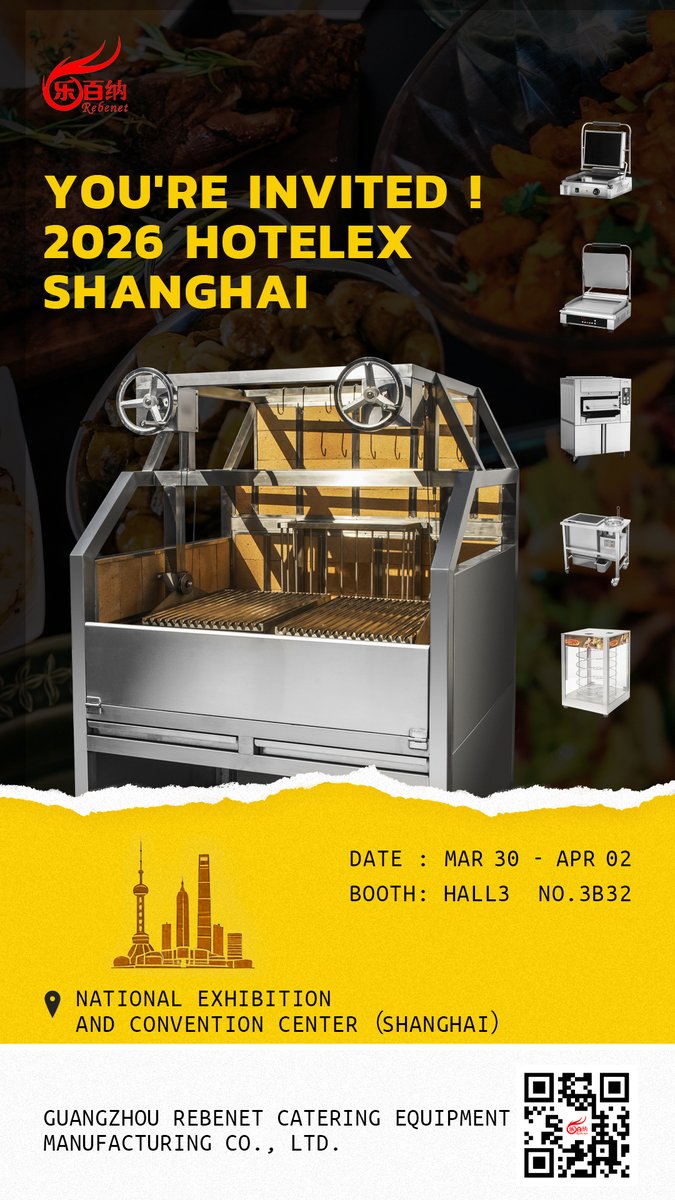RebenetEquip's tweet photo. Meet Rebenet at Hotelex Shanghai 2026!
🔔 Mar 30–Apr 2
📍 Hall 3, Booth 3B32

Discover our latest kitchen innovations &amp; connect with us. See you there!

Rebenet Kitchen Equipment
More Info: https://t.co/zANtnww7z5

#hotelex #hotelexshanghai #foodserviceindustry https://t.co/wOScDCXi3M