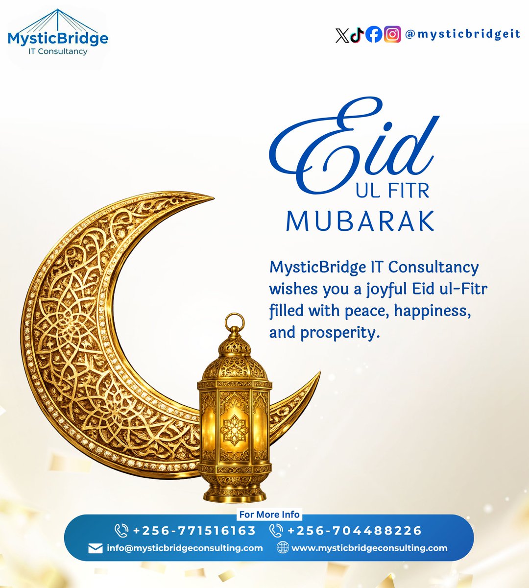 mysticbridgeit's tweet photo. Eid ul-Fitr Mubarak.

As we celebrate this special occasion, we wish you peace, joy, and continued success.

Thank you for being part of the MysticBridge community.

Warm regards,
 MysticBridge IT Consultancy https://t.co/HGy3zM2lw4