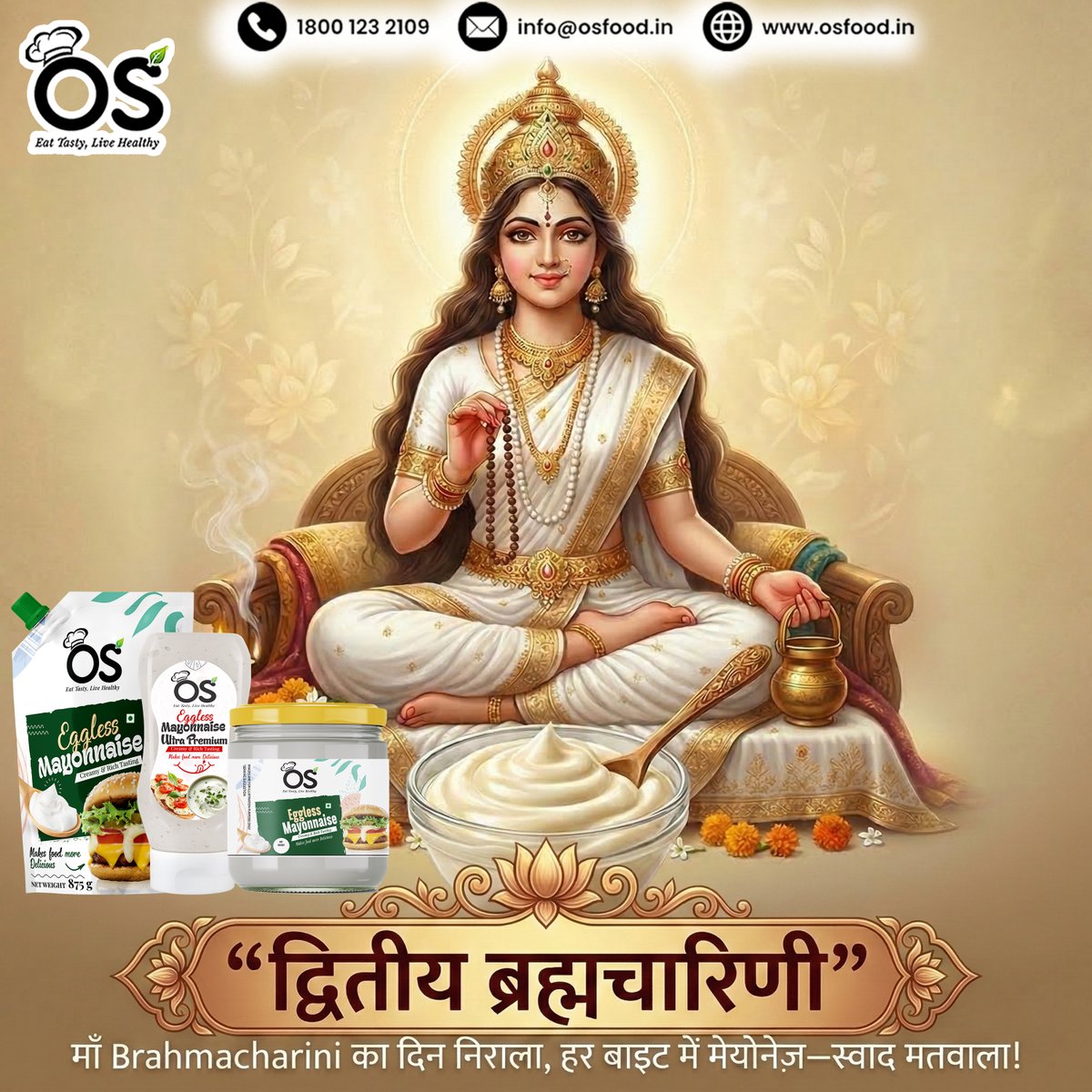 OSFood287124's tweet photo. Day 2 of Navratri honors Maa Brahmacharini 🙏
Celebrate with purity, devotion &amp; delicious vrat-friendly flavors from OS Food ✨
#Navratri #MaaBrahmacharini #OSFood #FestiveVibes #VratFood https://t.co/JTFaZmKlnw