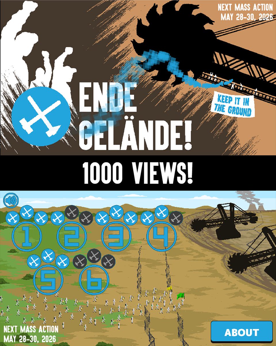 Kritzlof's tweet image. My game about Ende Gelände recently had a spike in views! Maybe because the next EG mass action draws closer?  ✊

@ende__gelaende #endegelaende #climateactivism #climategames #activism #politicalgames #political #greengames