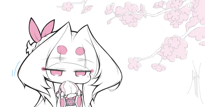 「さくらもちもち。」 花より甘味な月雪ちゃん(つきよみ)です。
