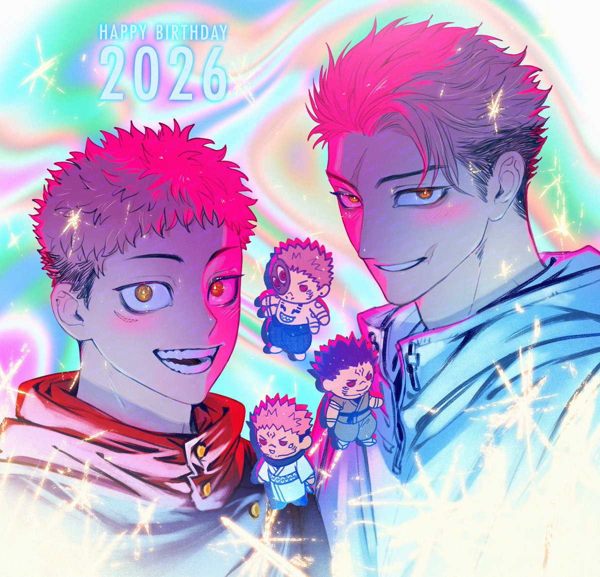 Quietspark55's tweet photo. Happy Birthday, Yuuji 🎂… Even curses couldn’t dim your light… not even Sukuna 🤣✨ https://t.co/eTK4Bqn9lw