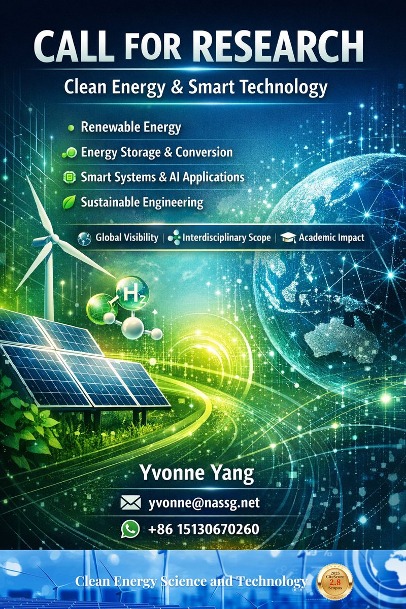 bil_academicpub's tweet photo. Groundbreaking clean energy research from a Scopus Q2 open access journal! Studies on data center heat recovery, battery safety, geothermal for MSMEs, PCM tech, AI energy forecasting &amp; more—driving low-carbon solutions, economic efficiency &amp; sustainable urban design. https://t.co/kSwMJmW9Tr