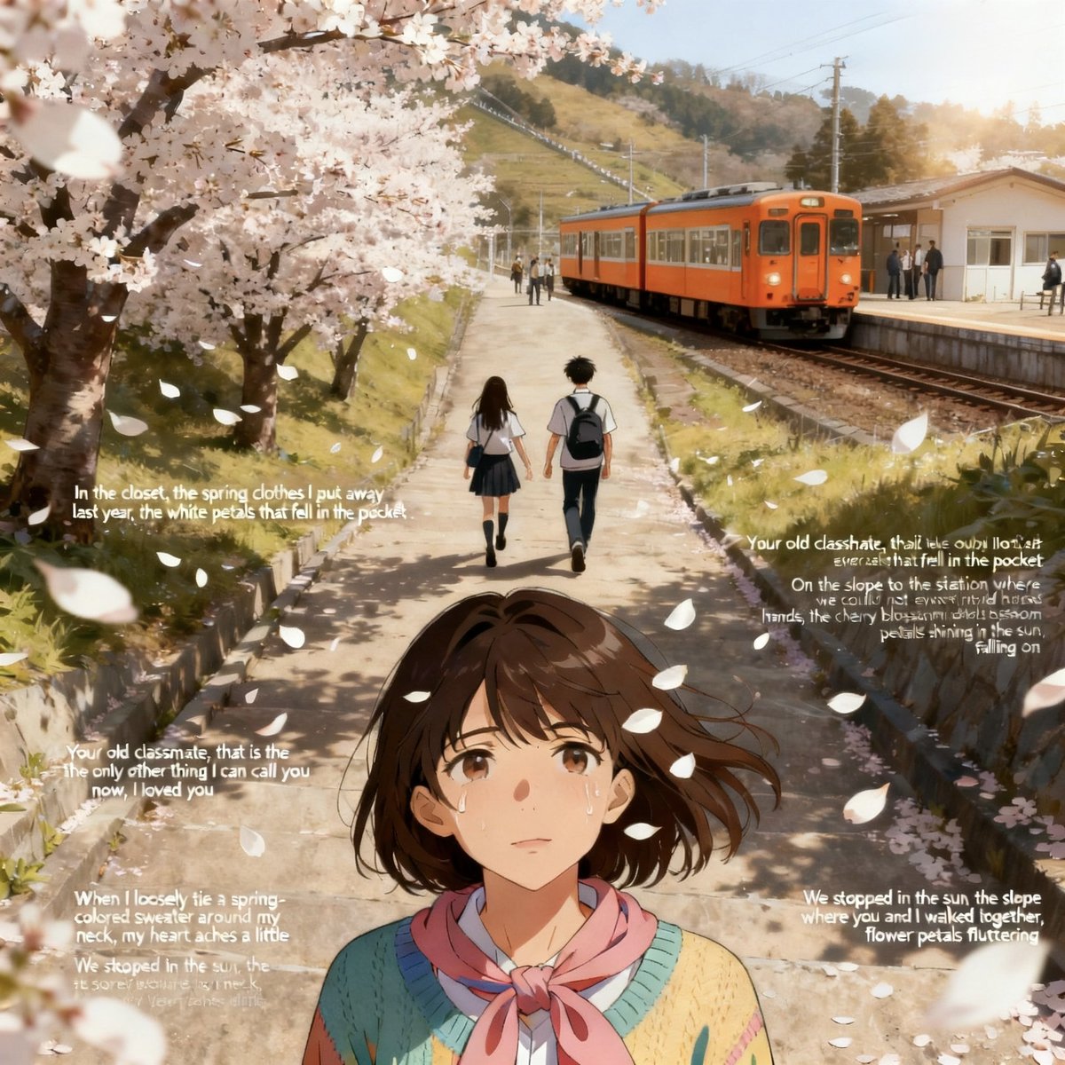 LeeFa_00's tweet photo. 花びらの舞う坂道
 #AIイラスト
 #poloai https://t.co/dnFJv4kYjM