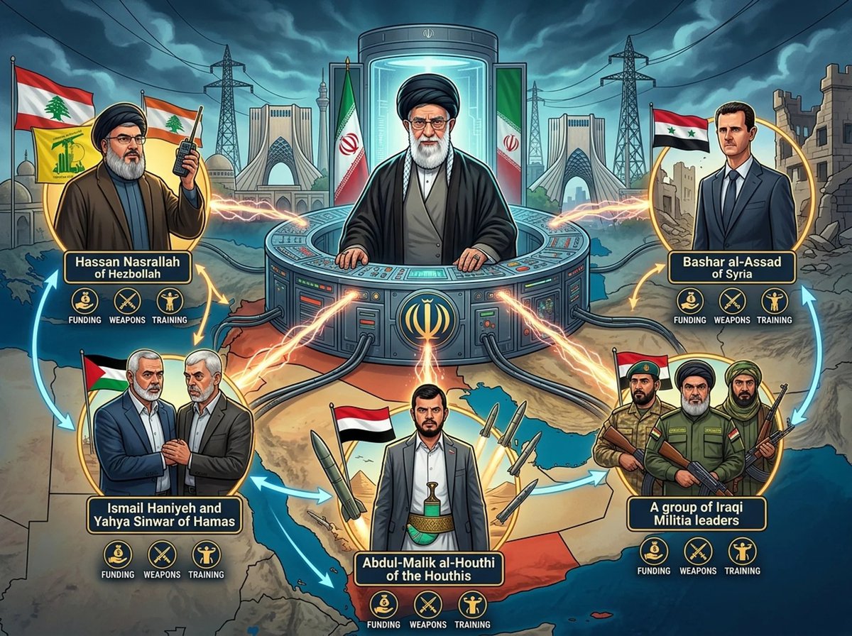 Iran stuurt 1 miljard dollar p.j. naar Hezbollah. 100 tot 300 miljoen dollar naar Hamas. 100-200 miljoen naar Houthi's+wapens &amp; training. 16 miljard dollar steun aan Assad. Steun aan Iraakse milities gefinancierd en bewapend door Iraanse IRGC. Miljarden steun v Iran aan terreur.