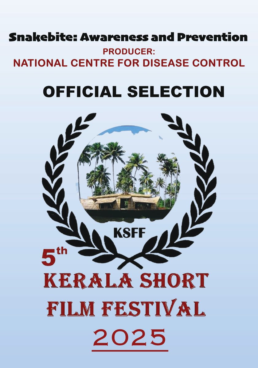 NCDCMoHFW's tweet photo. Snakebite awareness film developed by NCDC, MoHFW in collaboration with stakeholders wins prize at International film festivals in social film category.#NAPSE #Snakebite prevention and control.
https://t.co/k27yL6Jx4h https://t.co/1Dv8hF9Vhd