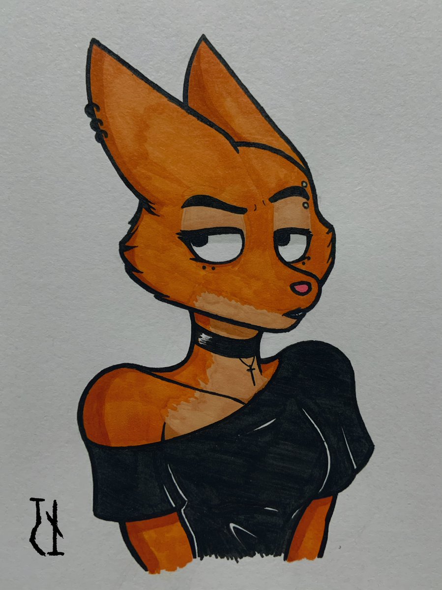 Pardon the inactivity. Had job interviews for the past two days.

Have this Goth Diane Foxington I drew on paper as compensation lol