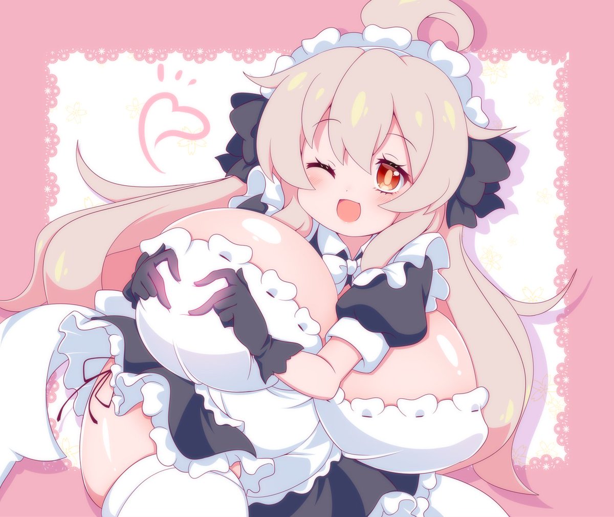 skeb依頼絵納品!むちむちでっかいミニスカメイドのまひろおにいちゃん描かせていただきました! ご依頼いただきありがとうございました!! #おにまいお絵描き 