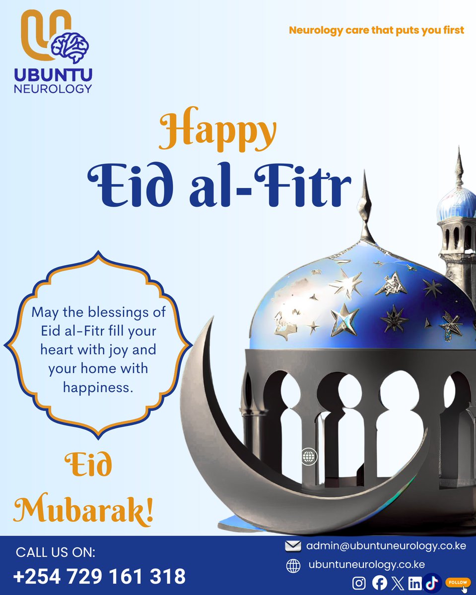 UbuntuNeurology's tweet photo. Ubuntu Neurology wishes all our clients, families, and partners a blessed Eid filled with peace, love, good health, and happiness. Thank you for trusting us with your care. #ramadanday30 https://t.co/QNpEQxyLN9