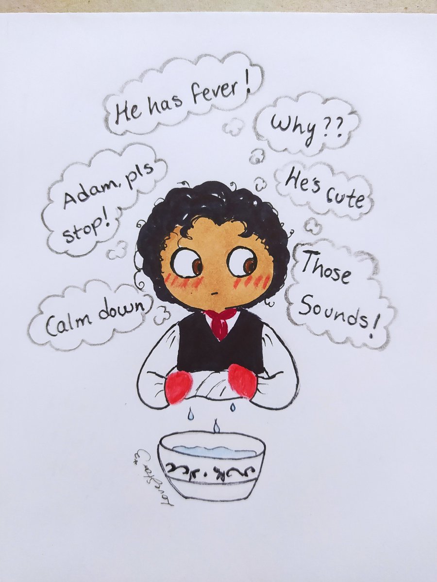 LOVESTAR_Val's tweet photo. #vicreatureweek Day 4 Warmth+ Sickness=Fever 

Adam is very noisy for nothing! 
@vicreatureweek https://t.co/sKNSUXRfAF