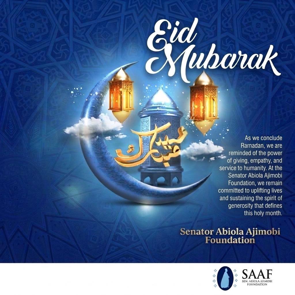 As we conclude Ramadan, we are reminded of the care to humanity. At the Senator Abiola Ajimobi Foundation, we remain committed to uplifting lives and sustaining the spirit of generosity that defines this holy month.

Eid Mubarak 

Senator Abiola Ajimobi Foundation